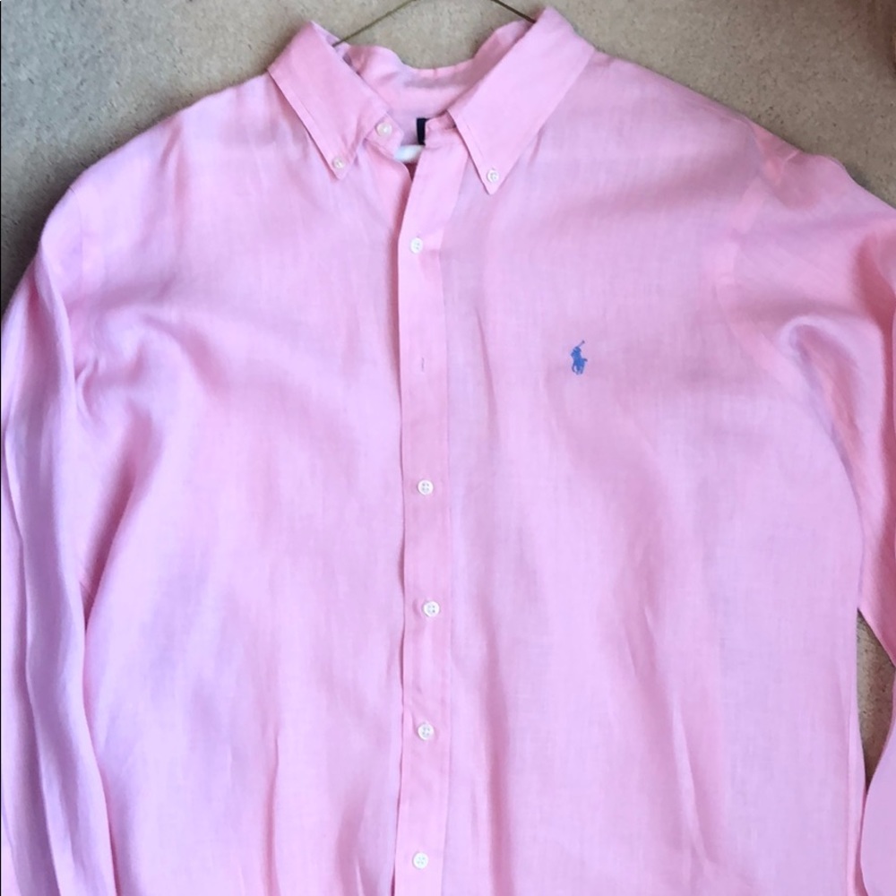 Men’s Pink Linen Ralph Lauren Button Down
